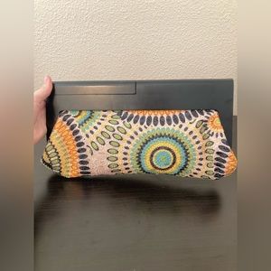 Unbranded Retro Colorful Eyelet 60s 70s Wood Handle Long Clutch Handbag